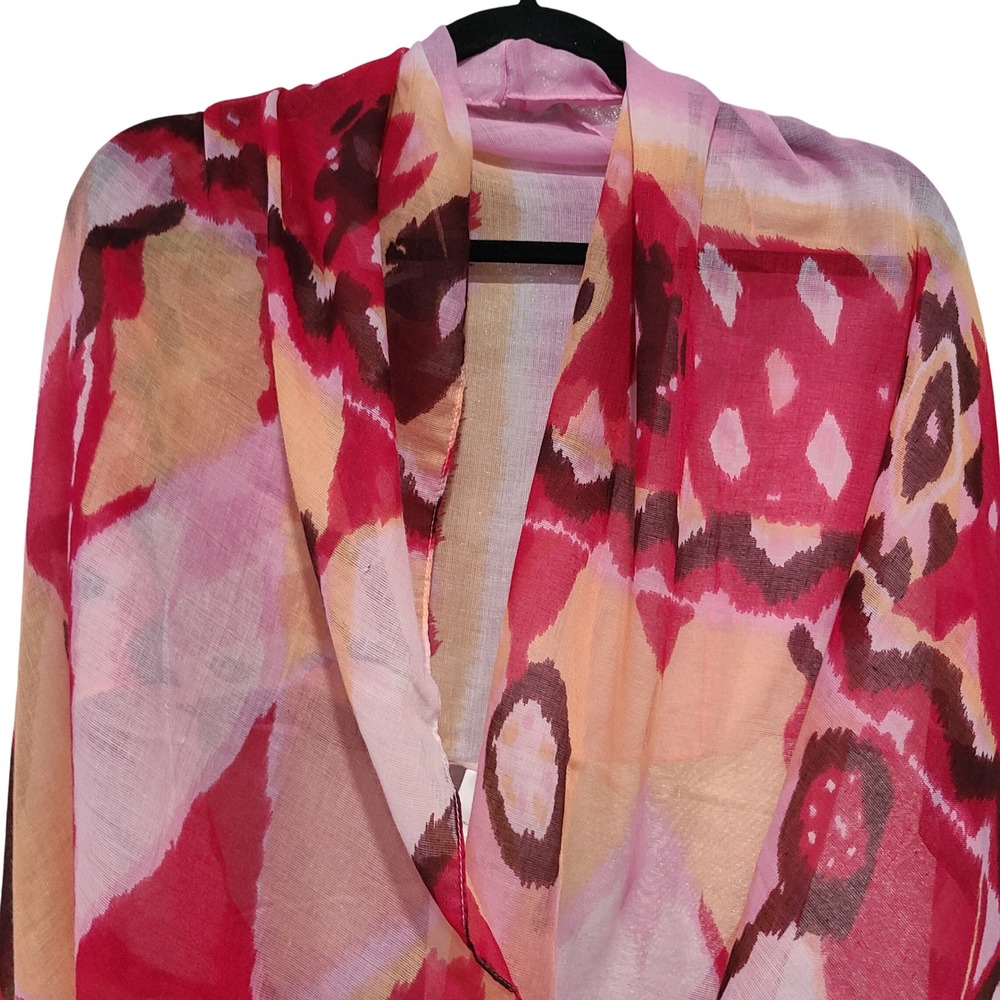 Amiee Lynn Womens Abstract Ikat Infinity Scarf Fuchsia Peach Brown New With Tags